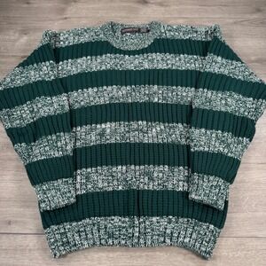Vintage Botany 500 Striped Sweater Green Color Block Pullover Adult XL